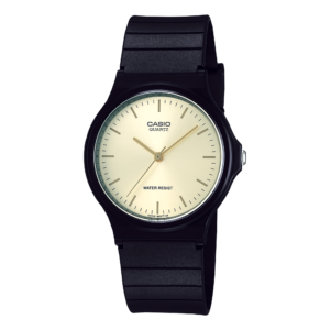 Casio MQ-24-9E gold dial analog watch