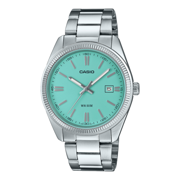 Casio MTP-1302PD-2A2 turquoise dial analog watch