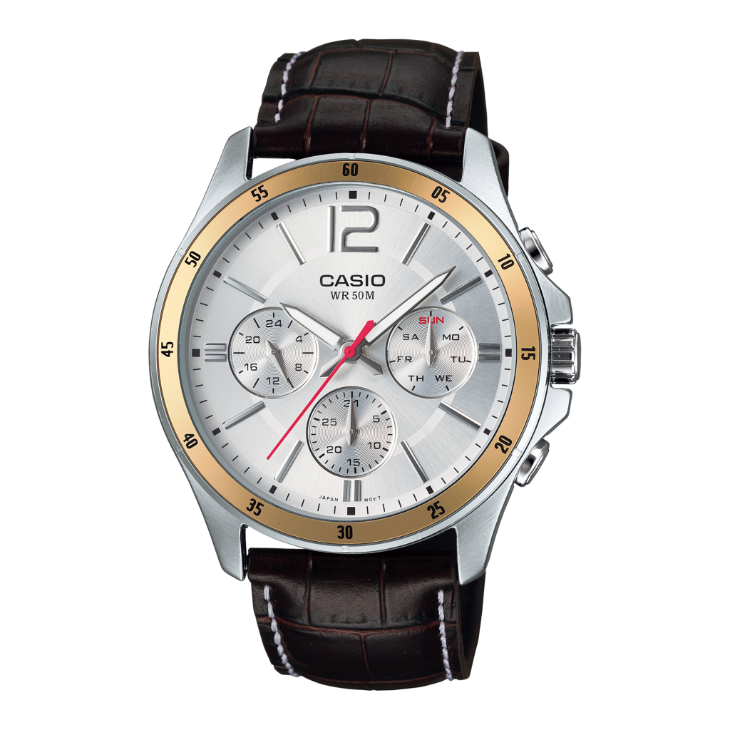 Casio MTP-1374L-7A brown leather analog watch