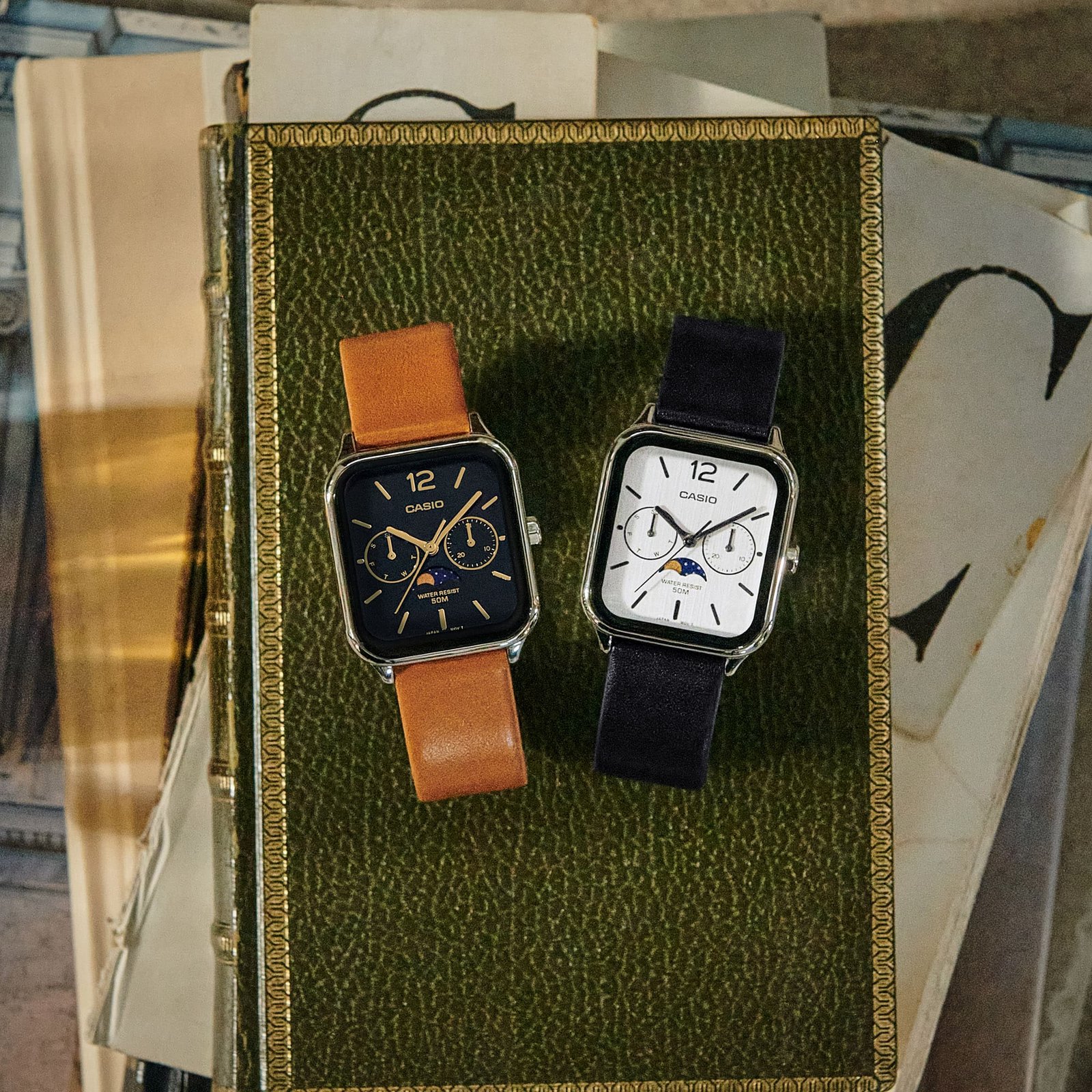 Casio MTP-M305L-1A tan leather analog watch — view 3