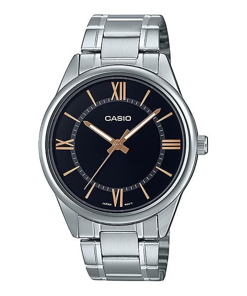 Casio MTP-V005D-1B5 black and gold analog watch