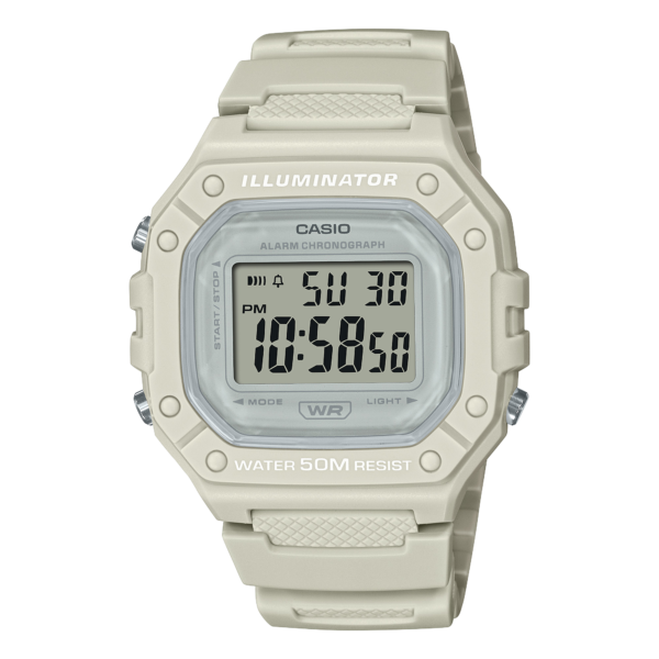 Casio W-218HC-8A off-white digital watch