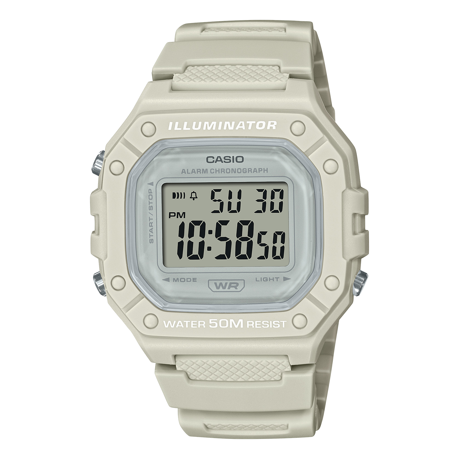 Casio W-218HC-8A off-white digital watch