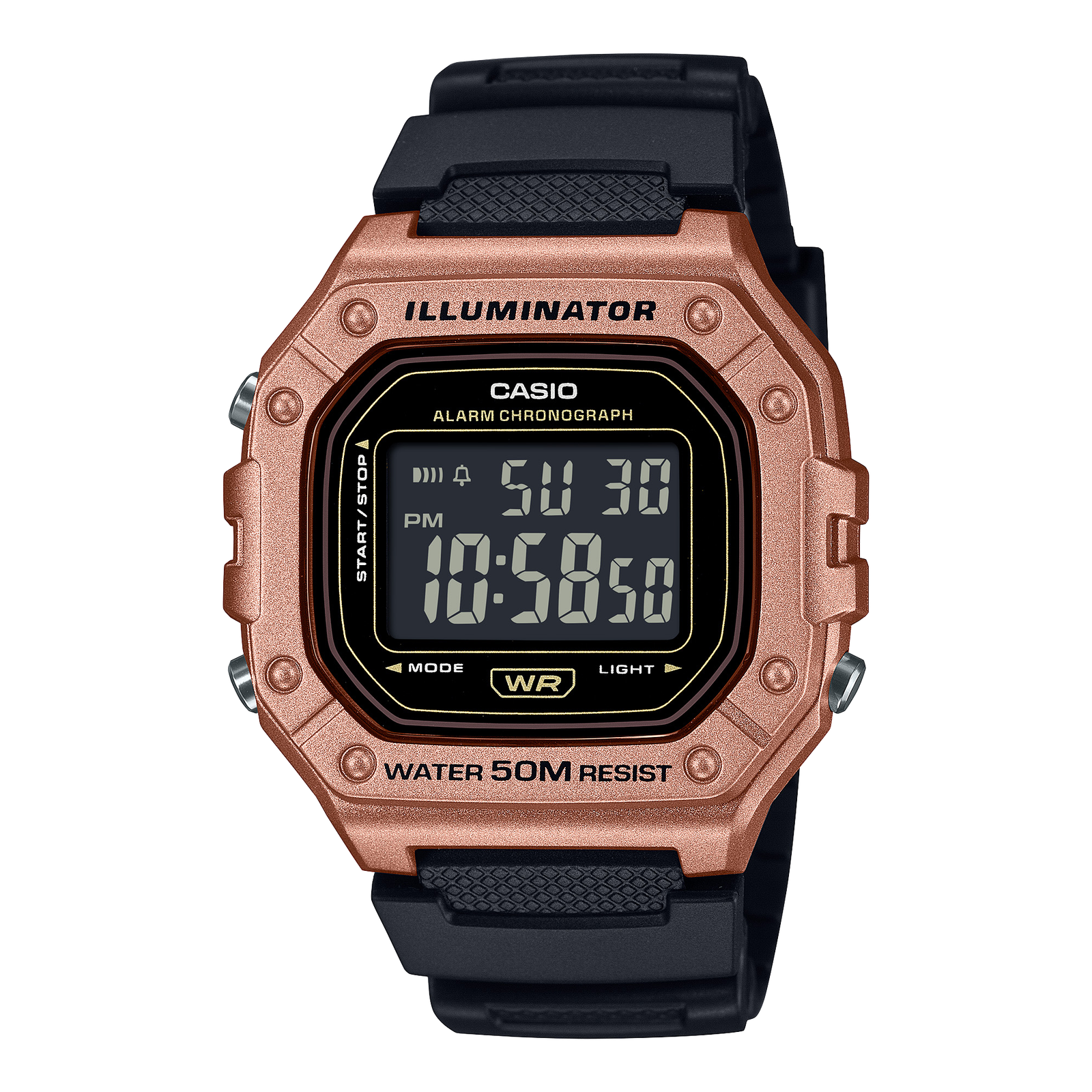 Casio W-218HM-5B rose gold digital watch