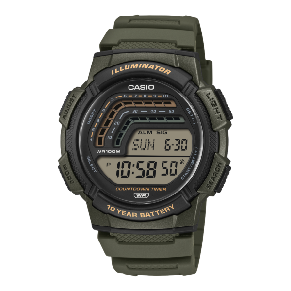 Casio WS-1800-3A olive green digital watch