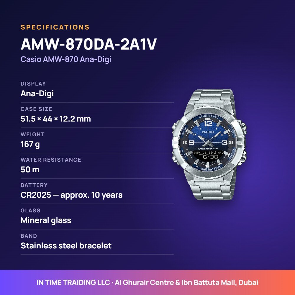 Casio AMW-870DA-2A1V specifications