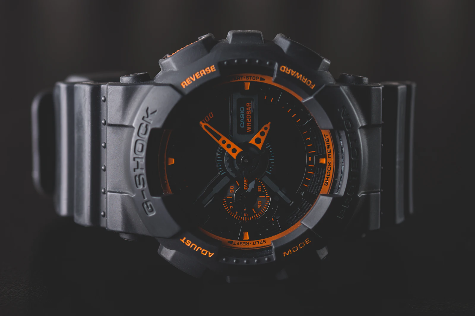 G-Shock watch with orange accents