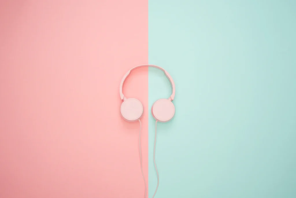 Headphones on a pastel background