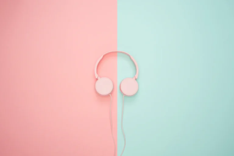 Headphones on a pastel background