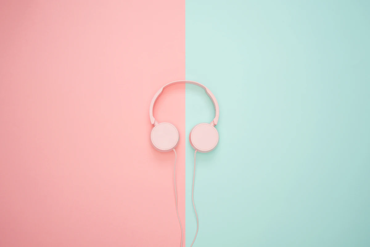 Headphones on a pastel background