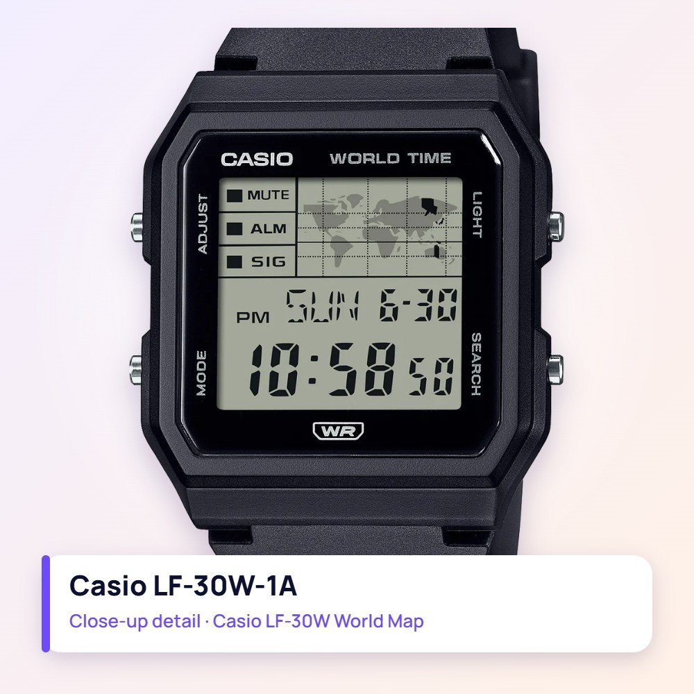Casio LF-30W-1A close-up detail