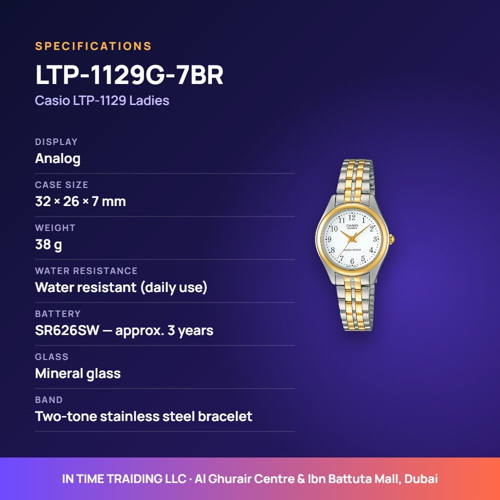 Casio LTP-1129G-7BR specifications