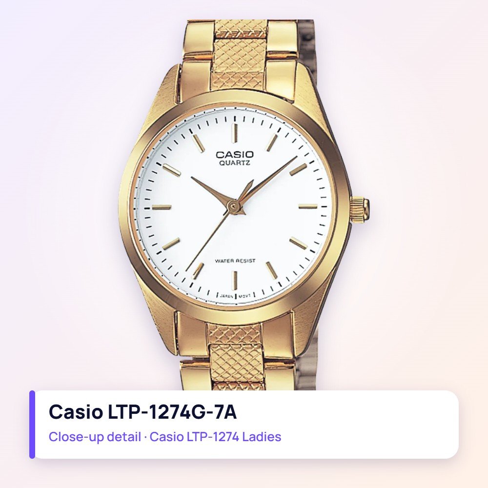 Casio LTP-1274G-7A close-up detail