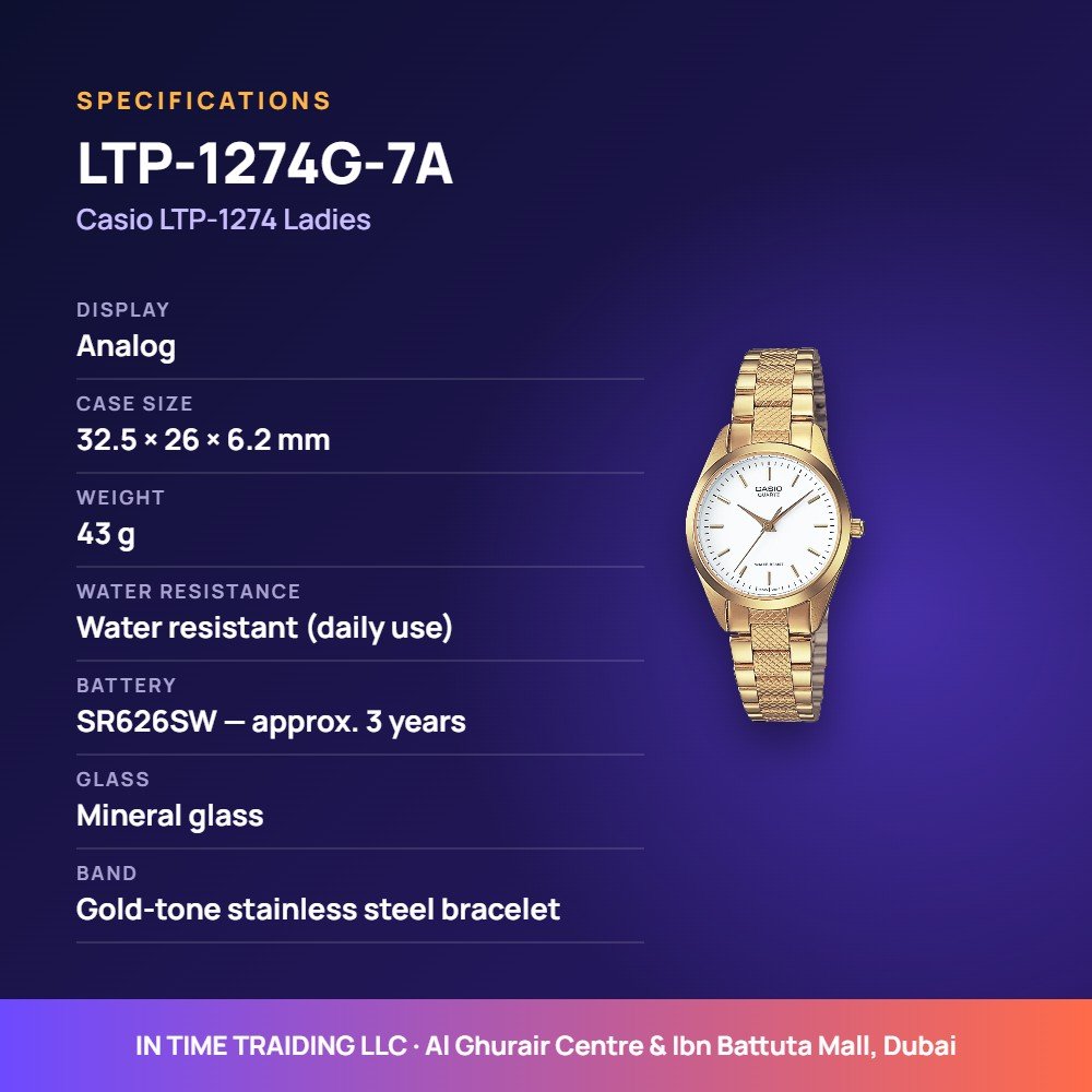 Casio LTP-1274G-7A specifications
