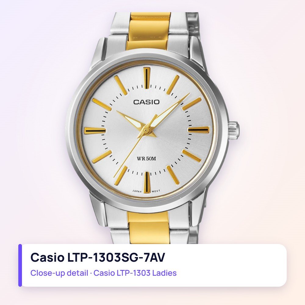 Casio LTP-1303SG-7AV close-up detail