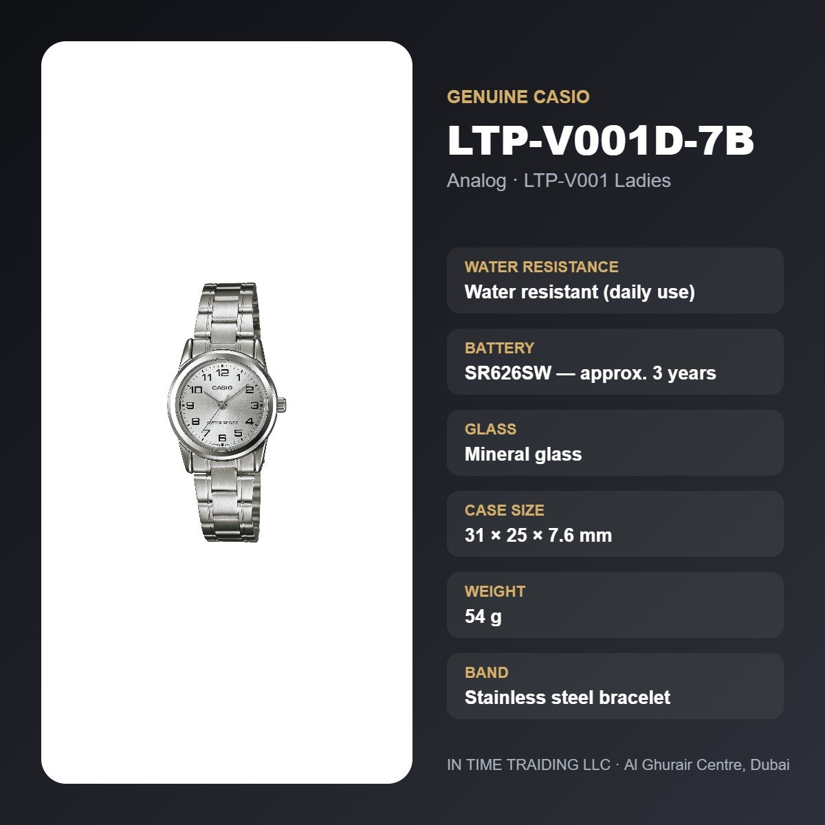 Casio LTP-V001D-7B specifications