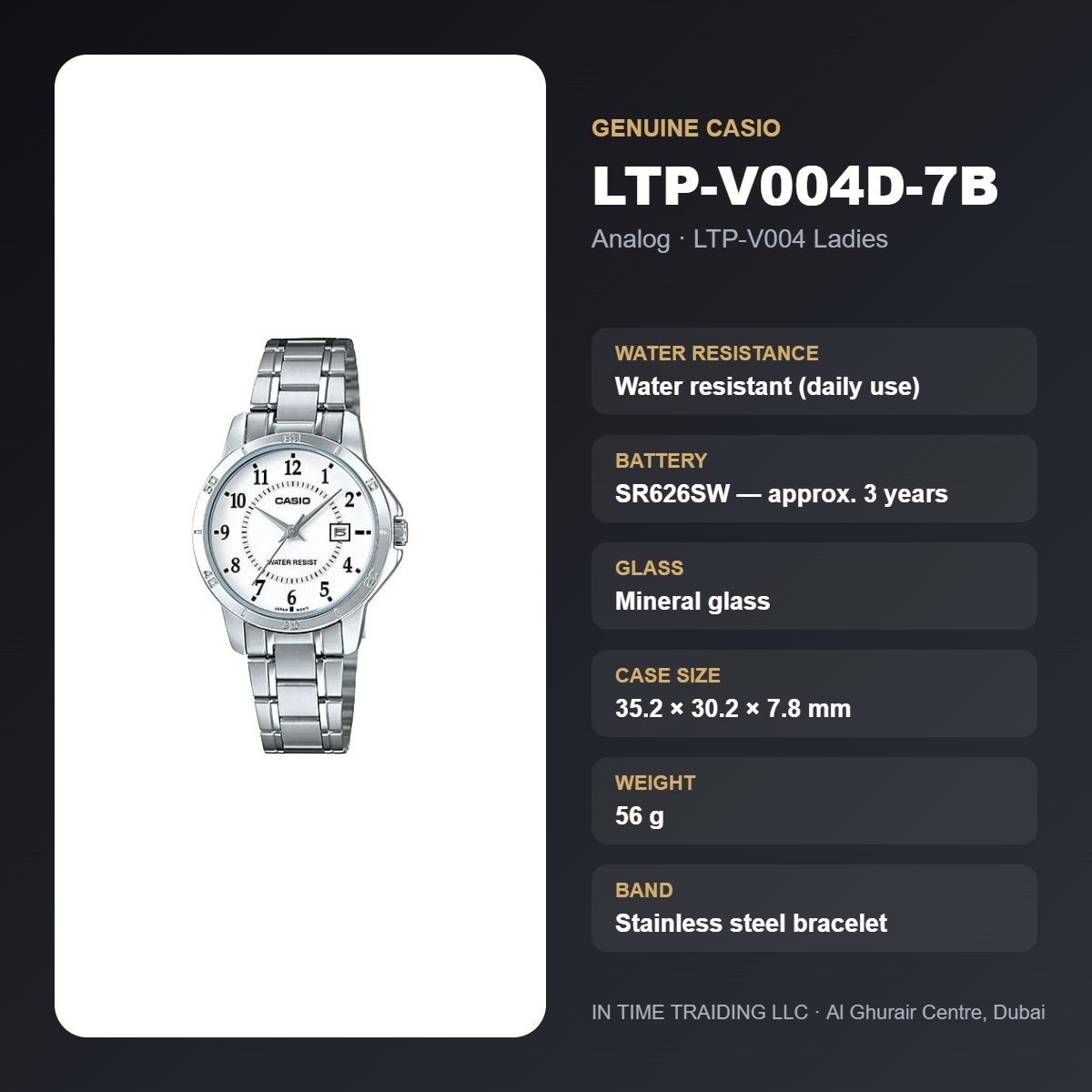 Casio LTP-V004D-7B specifications