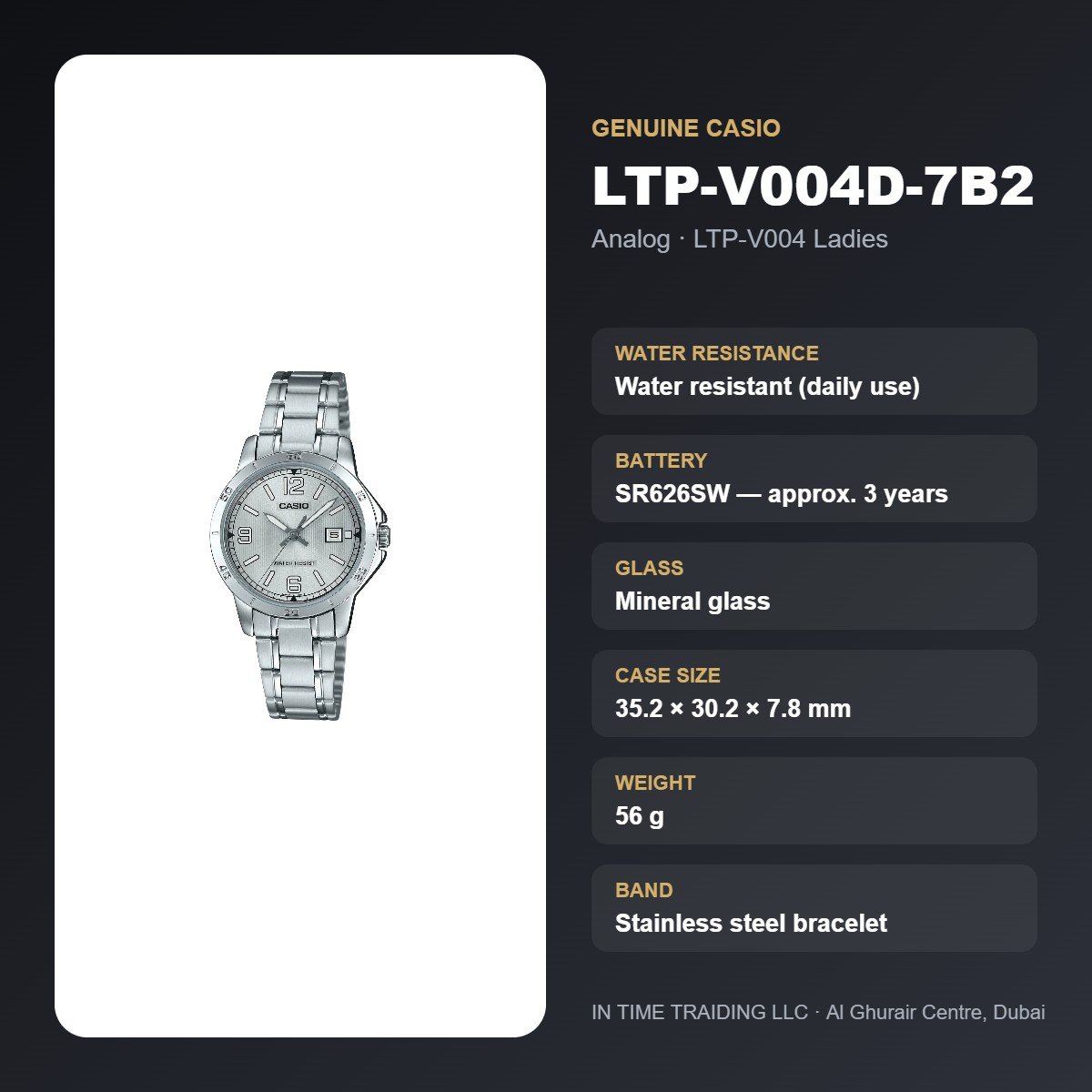Casio LTP-V004D-7B2 specifications
