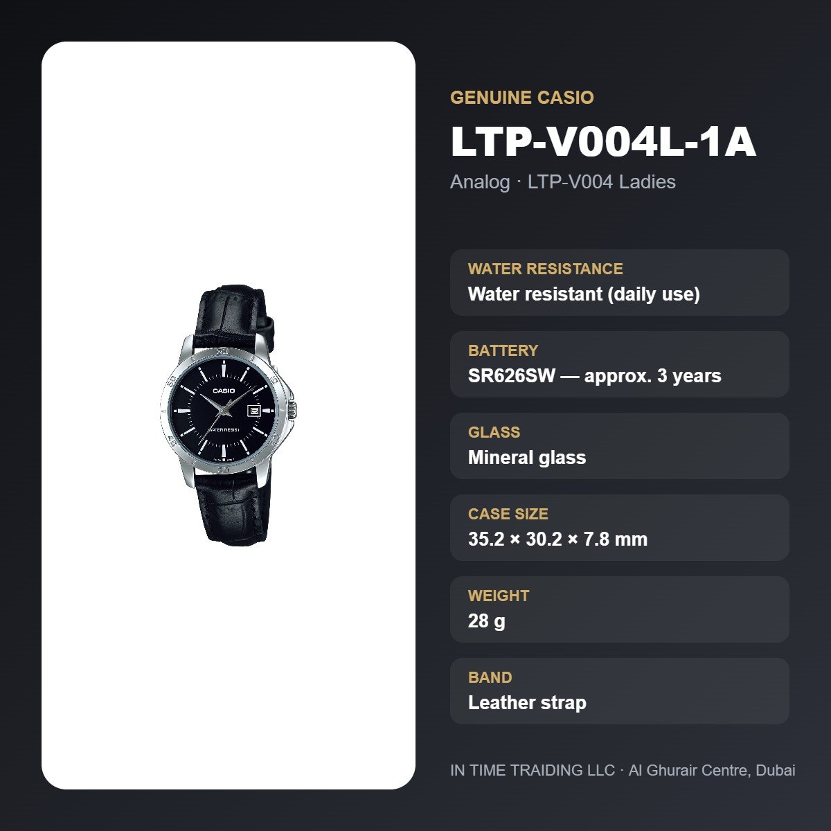 Casio LTP-V004L-1A specifications