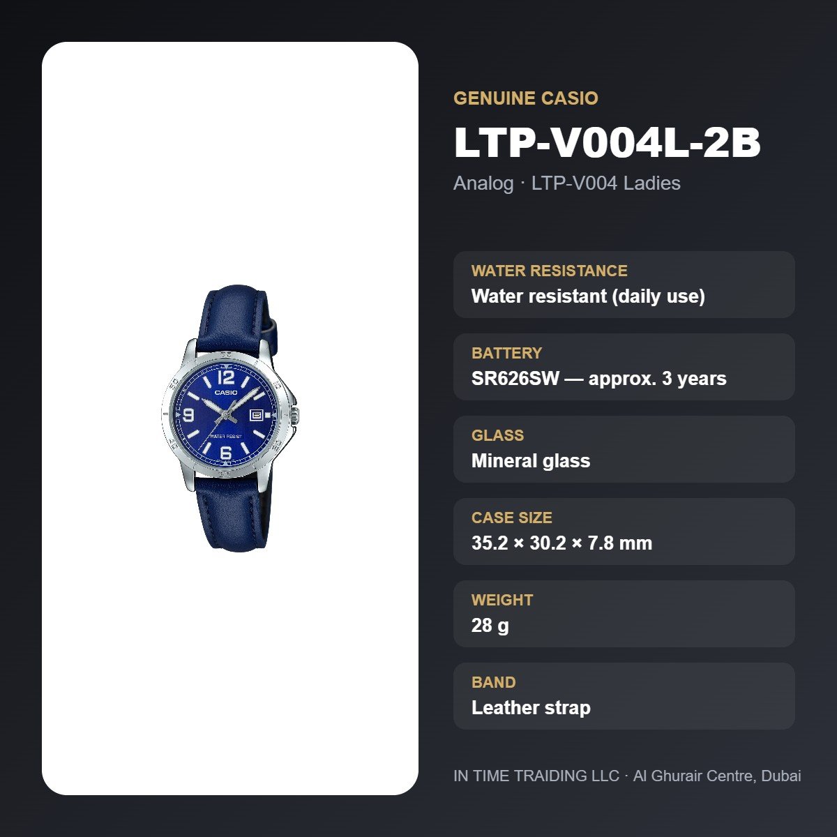 Casio LTP-V004L-2B specifications