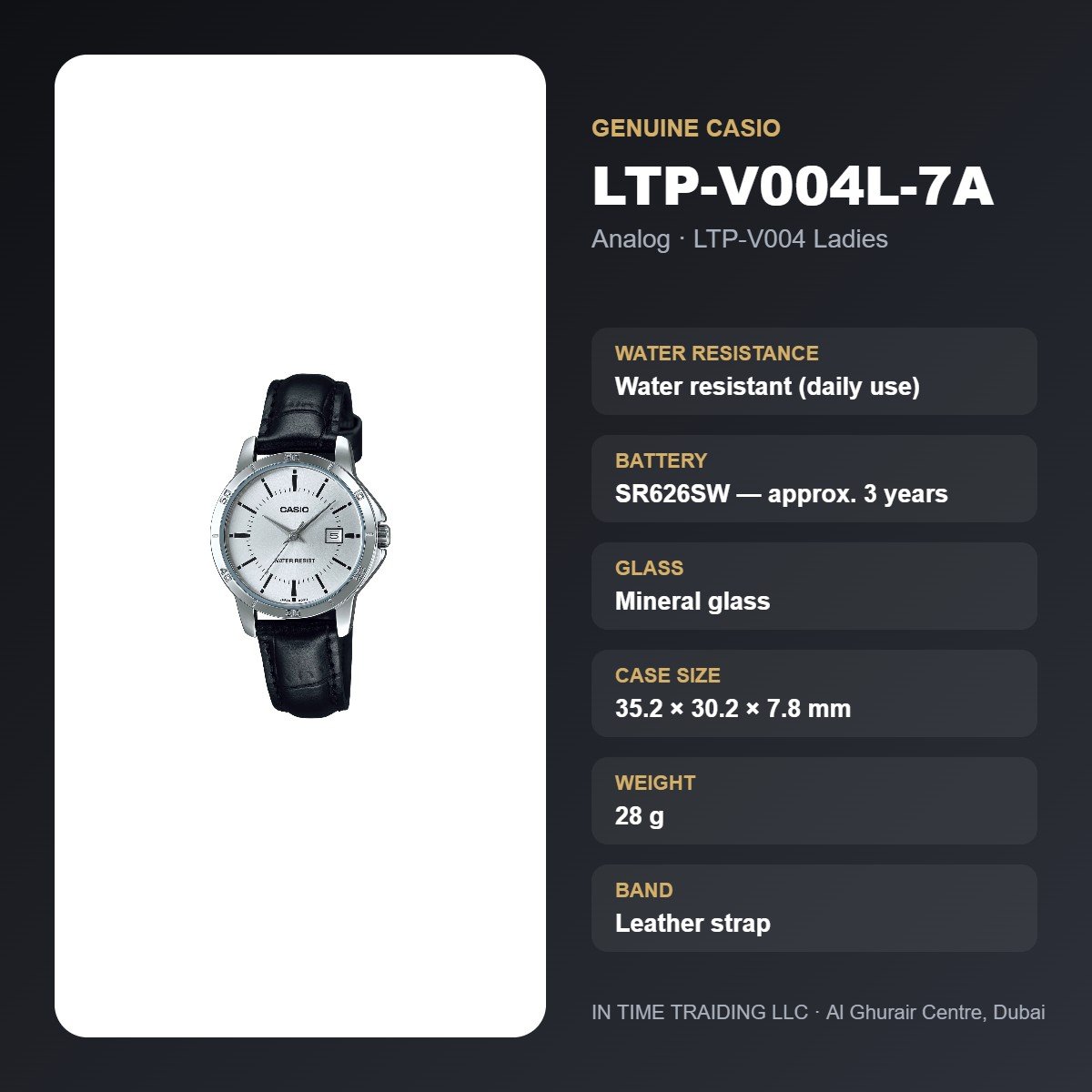 Casio LTP-V004L-7A specifications