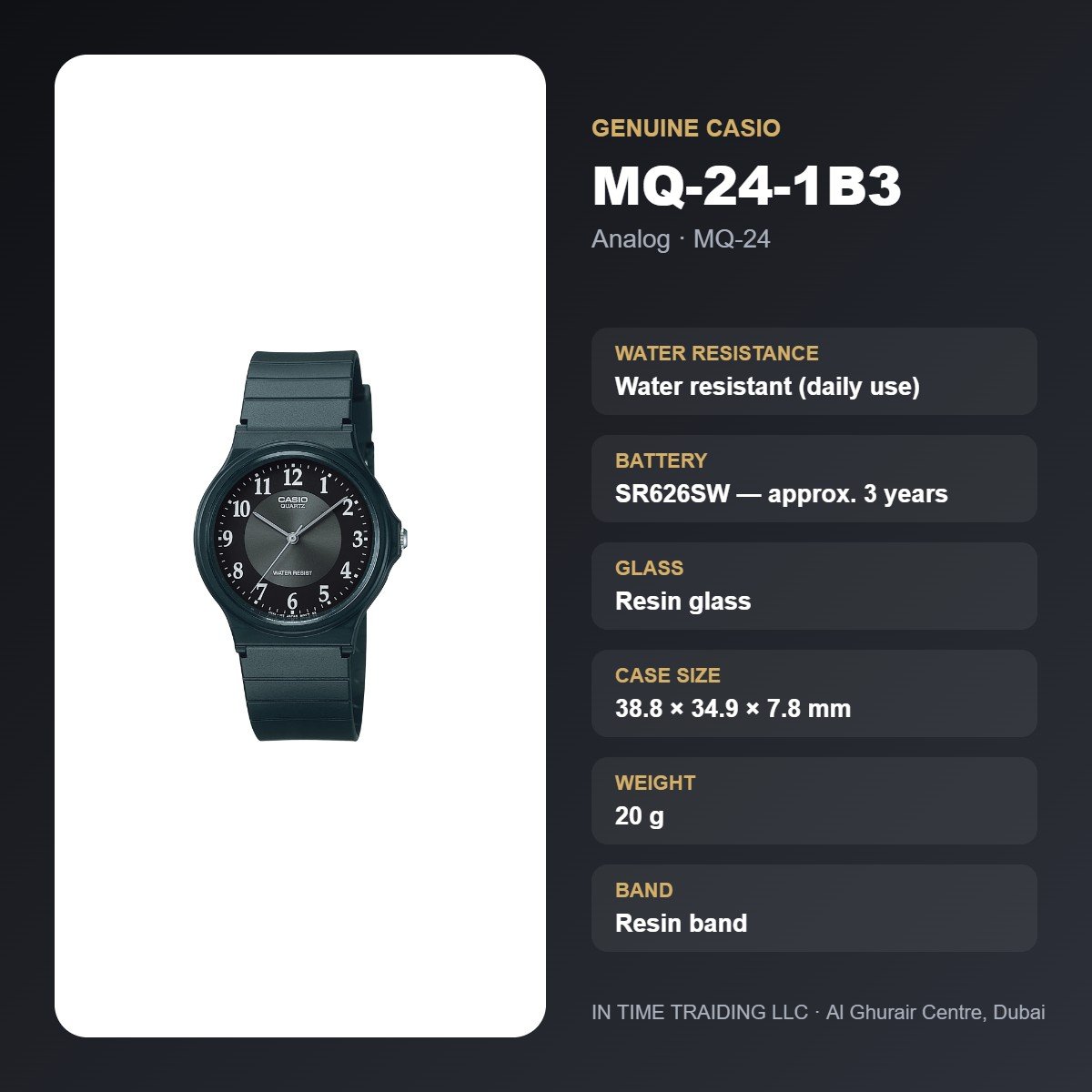 Casio MQ-24-1B3 specifications