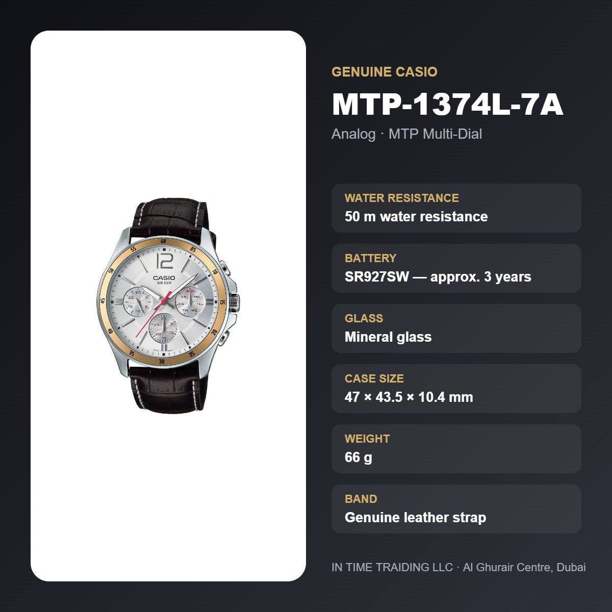 Casio MTP-1374L-7A specifications