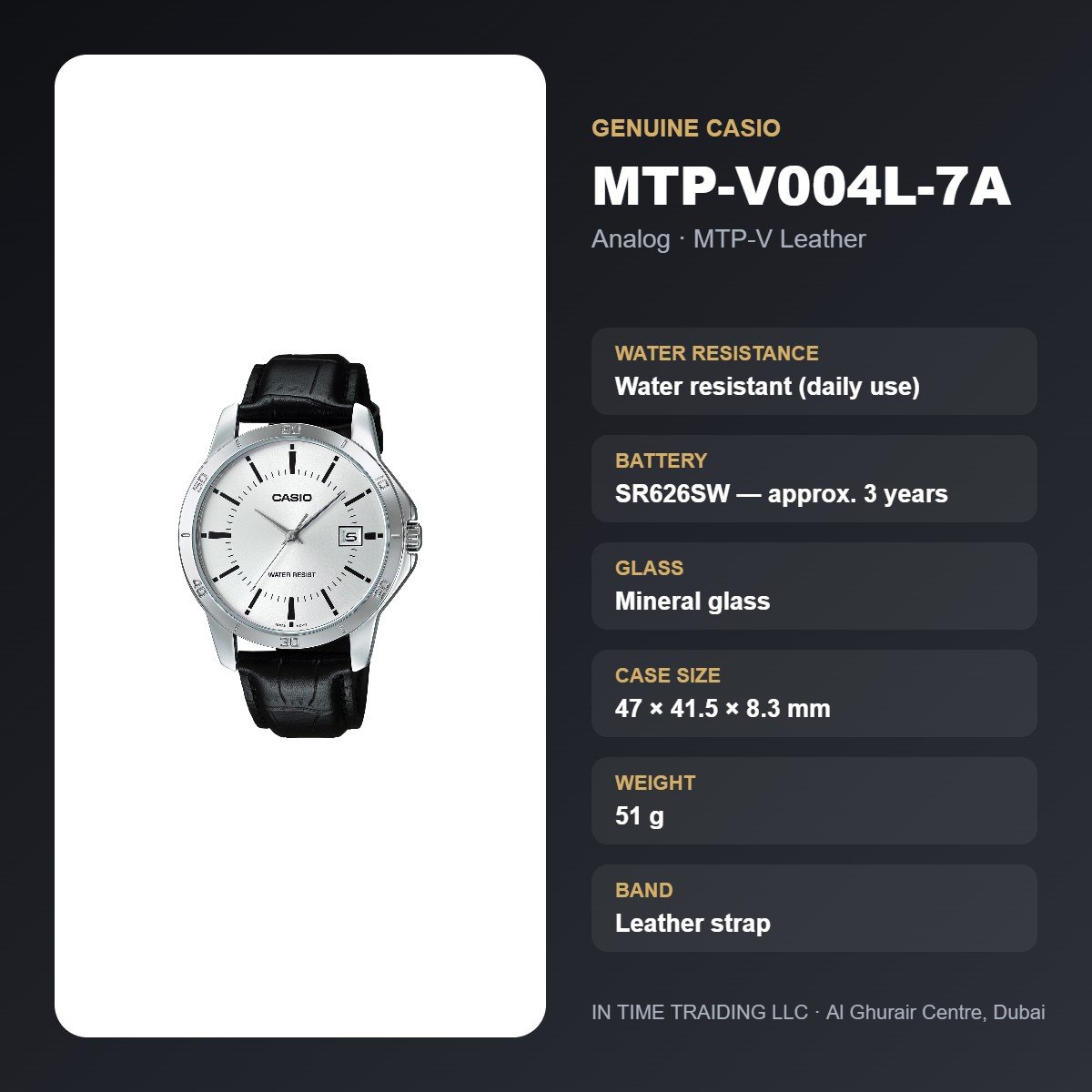 Casio MTP-V004L-7A specifications