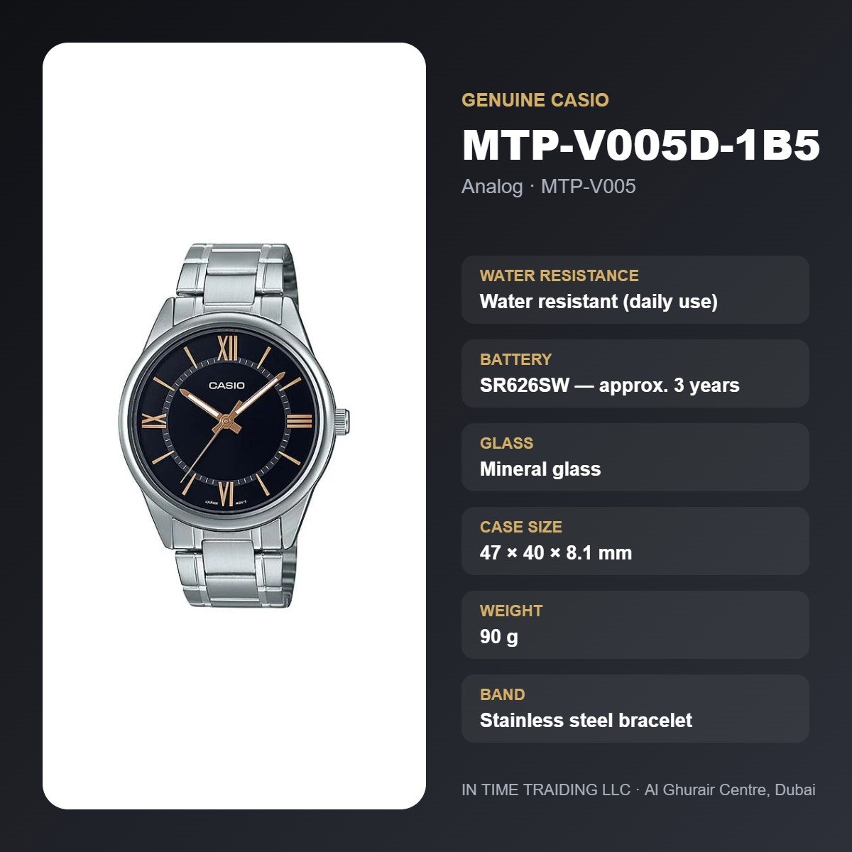 Casio MTP-V005D-1B5 specifications