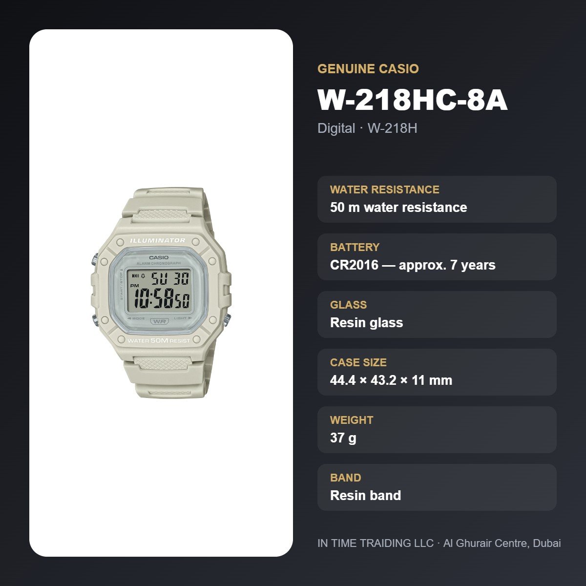 Casio W-218HC-8A specifications