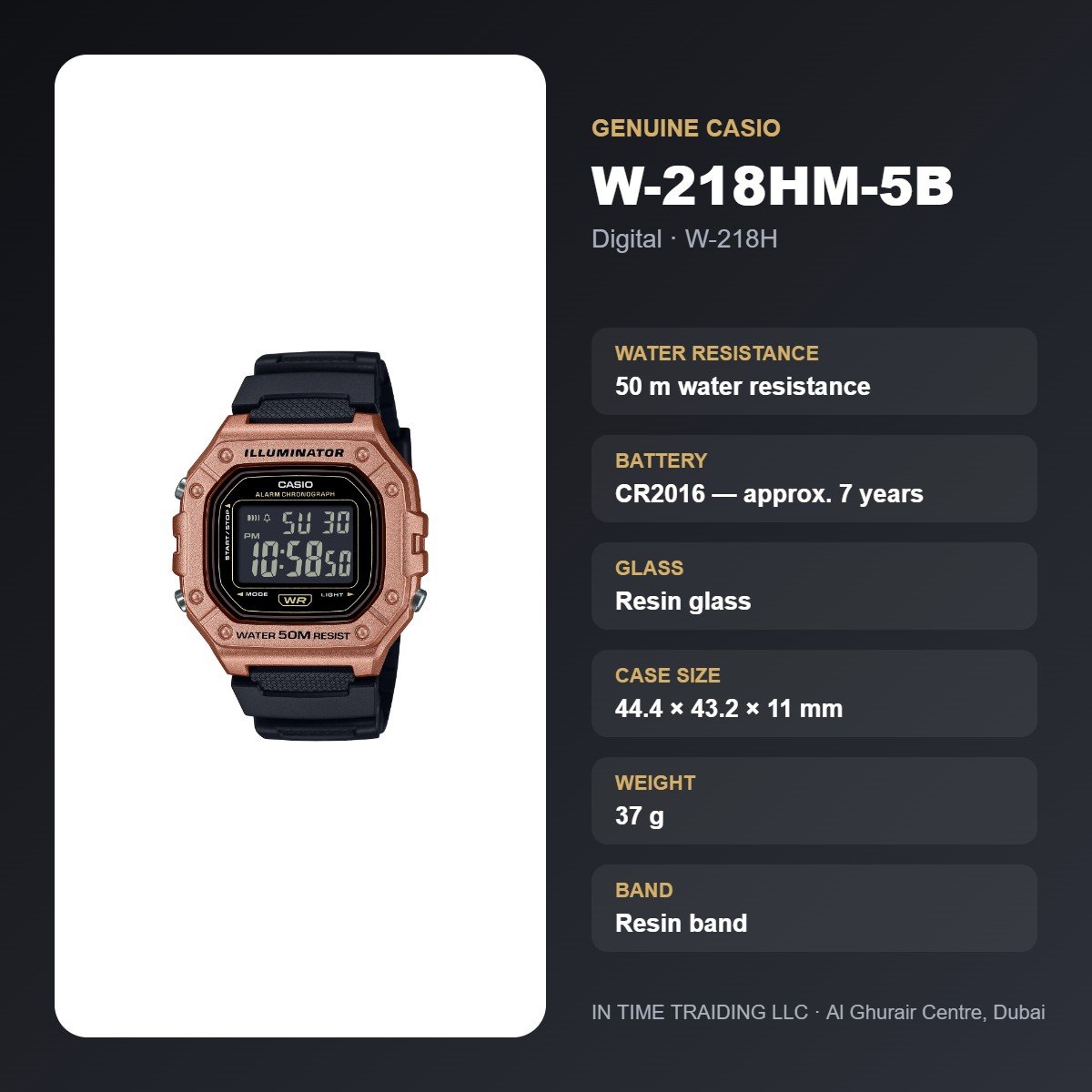 Casio W-218HM-5B specifications
