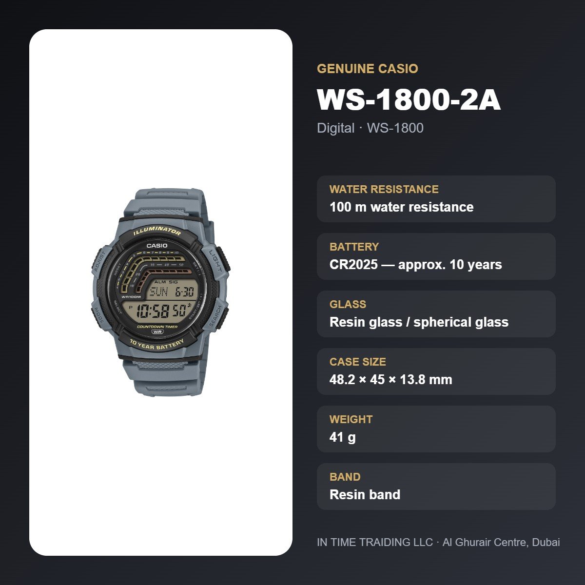 Casio WS-1800-2A specifications