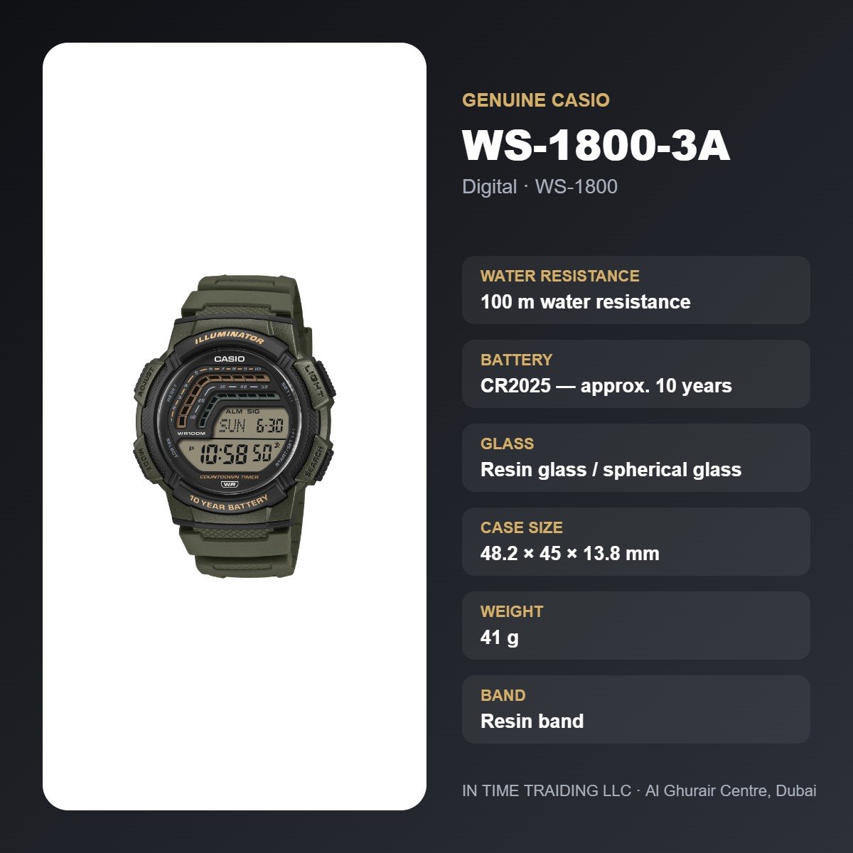 Casio WS-1800-3A specifications